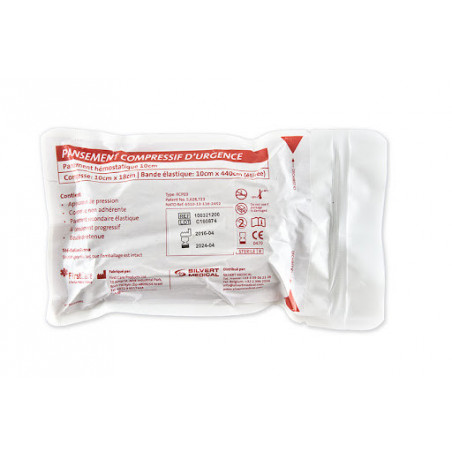 Pansement compressif d’urgence FCP03 – Bandage israélien 10 cm à pression directe intégrée